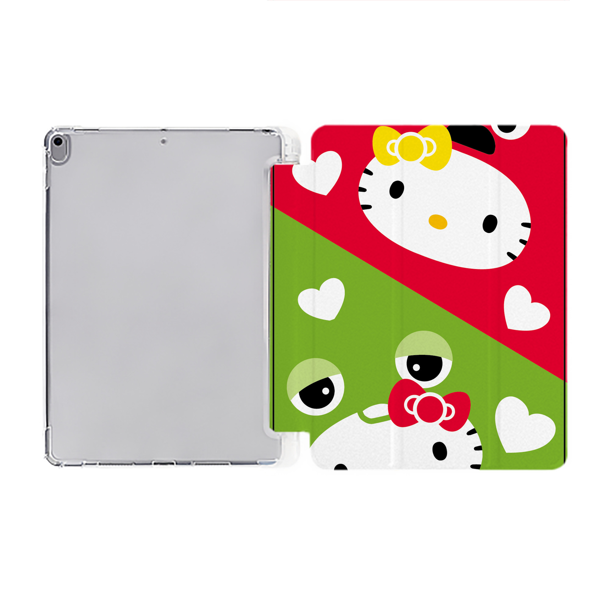 （画像用） Hello Kitty ハローキティ IPad ケース ペン収納付き 三つ折りスタンド PUレザー×シリコン 対応機種9.5/10.5/10.9インチ